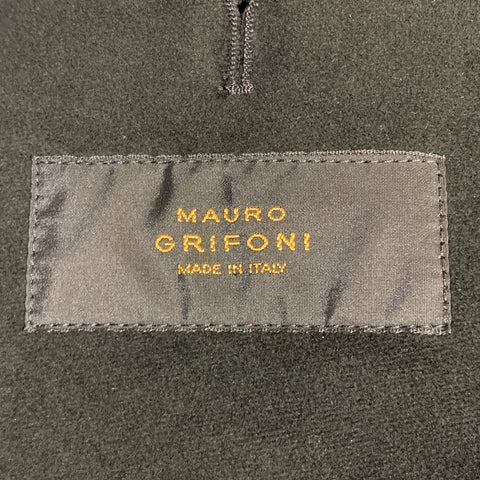 MAURO GRIFONI Size 40 Black Cotton Double Breasted Peacoat Jacket