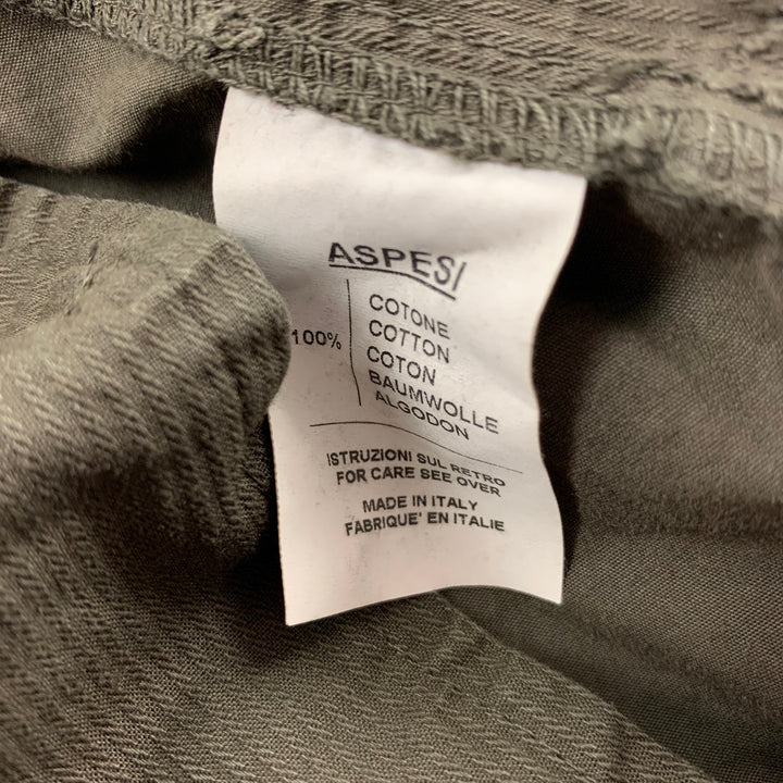 ASPESI Size 32 Olive Cotton Cargo Pockets Casual Pants