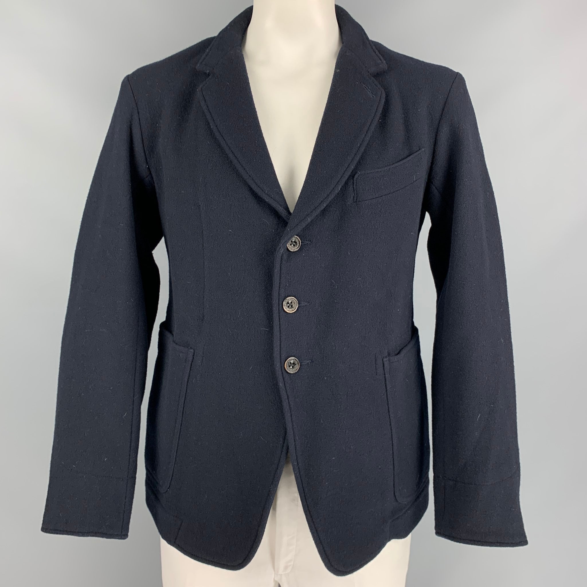 45rpm Size XL Navy Wool Blend Notch Lapel Jacket – Sui Generis