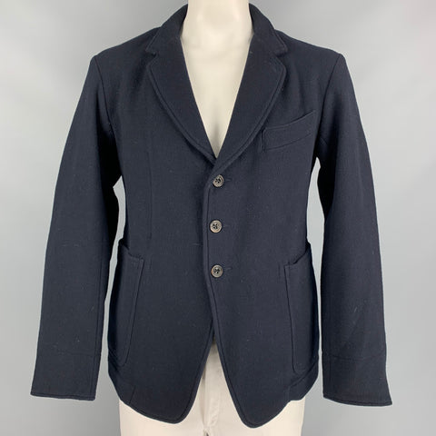 45rpm Size XL Navy Wool Blend Notch Lapel Jacket