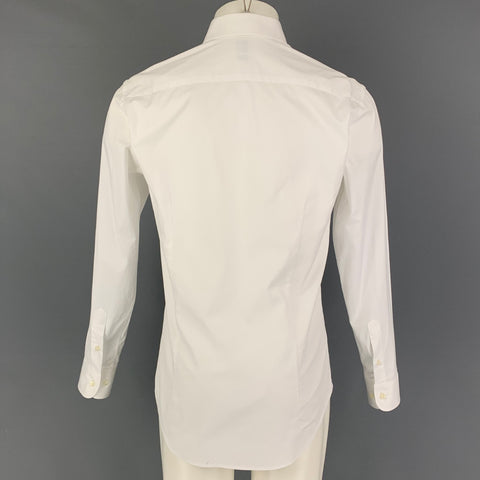 ARMANI COLLEZIONI Size S White Solid Cotton Button Up Long Sleeve Shirt