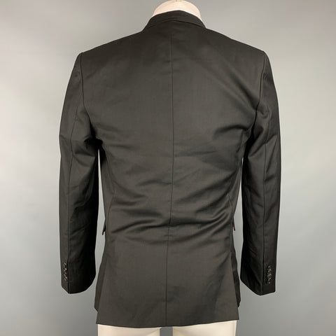 KRIS VAN ASSCHE Size 38 Black Wool Peak Lapel Sport Coat