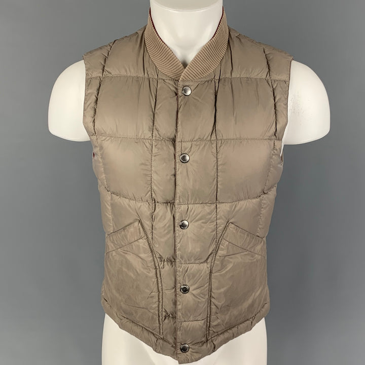 BRUNELLO CUCINELLI Taille S Gilet réversible matelassé rouge taupe