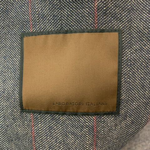 LABORATORI ITALIANO Talla 38 Abrigo deportivo a rayas azul marino, blanco y rojo