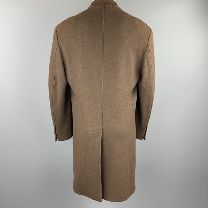 THIERRY MUGLER Taille 40 Manteau en laine marron à col haut et patte cachée