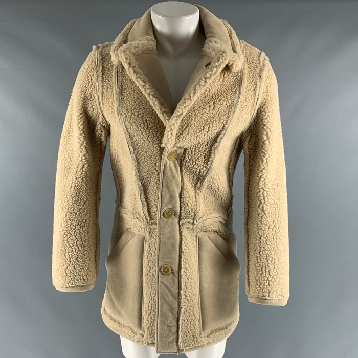 MAISON MARTIN MARGIELA Size S Beige Solid Faux Fur Coat
