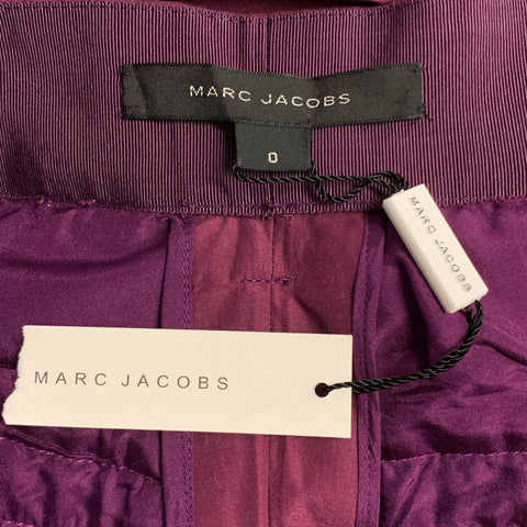 MARC JACOBS Size 0 Purple Cotton Pleated Wide Leg High Waist Dress Pants