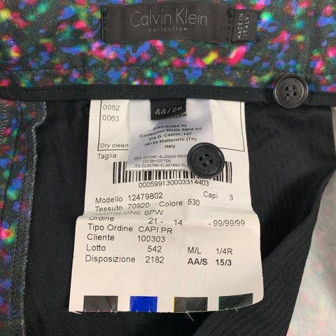 CALVIN KLEIN COLLECTION Size 34 Multi-Color Print Cotton Notch Lapel Suit