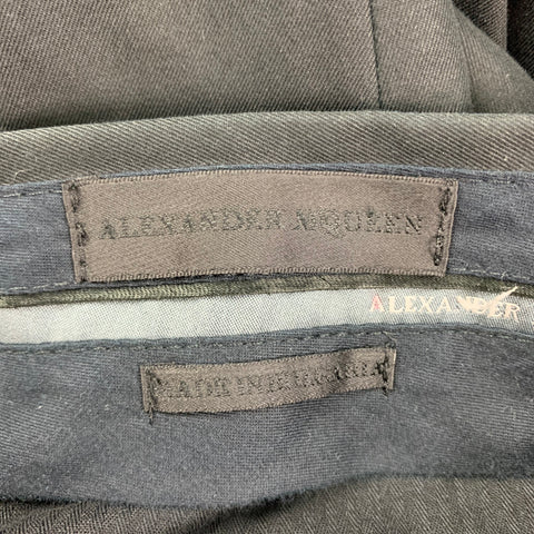 ALEXANDER MCQUEEN Size 34 Black Navy Cotton Zip Fly Dress Pants