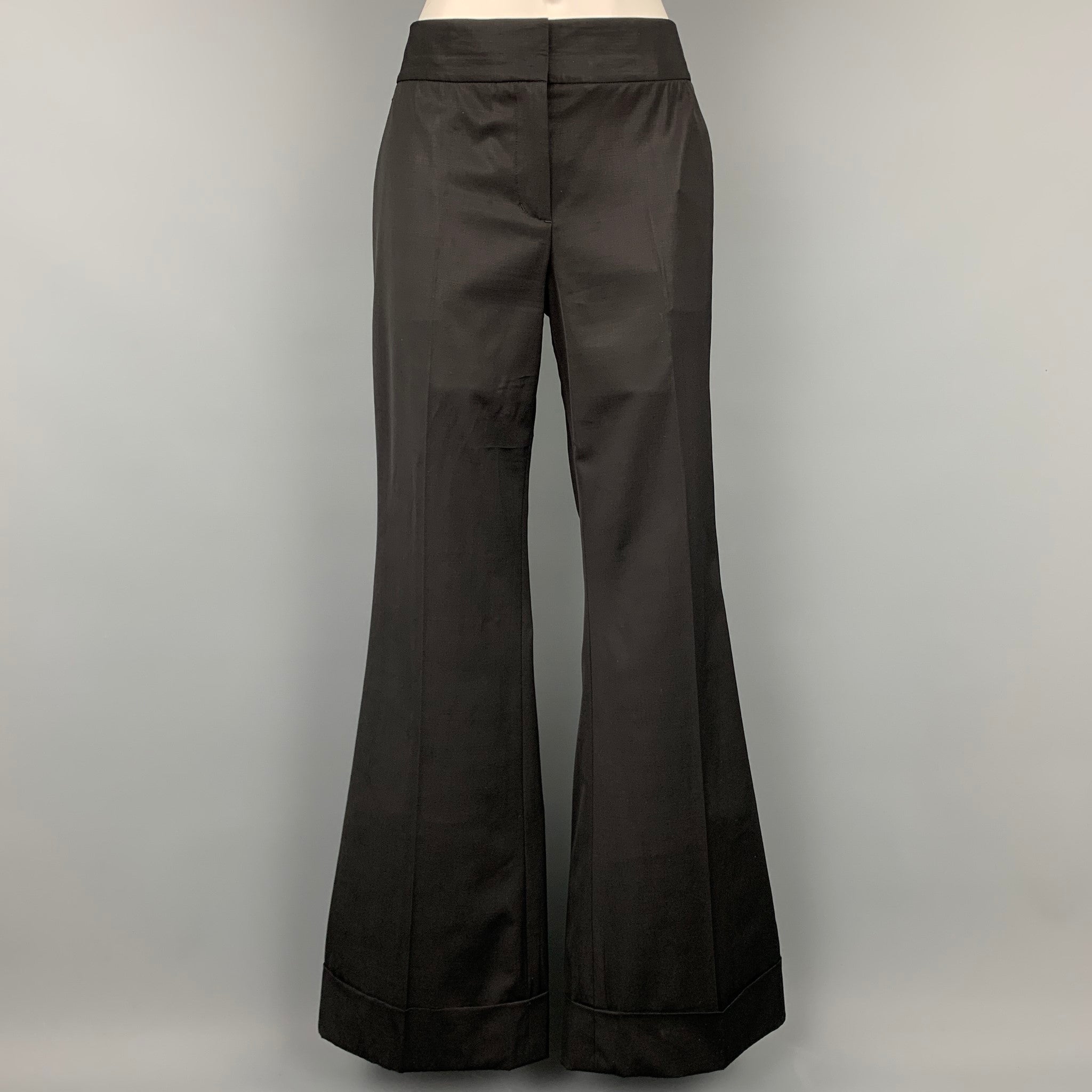 Solid Pleated Straight Leg Pants Elegant Slant Pocket Draped - Temu