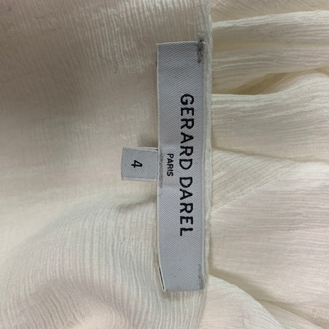 GERARD DAREL Size XL White Viscose Wrinkled 3/4 Sleeves Casual Top