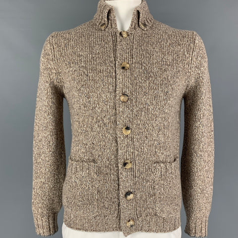 BRUNELLO CUCINELLI Size 42 Taupe Cream Knit Cashmere Cardigan