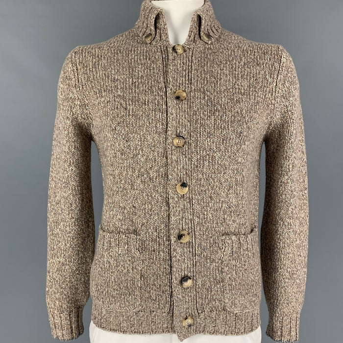 BRUNELLO CUCINELLI Size 42 Taupe Cream Knit Cashmere Cardigan