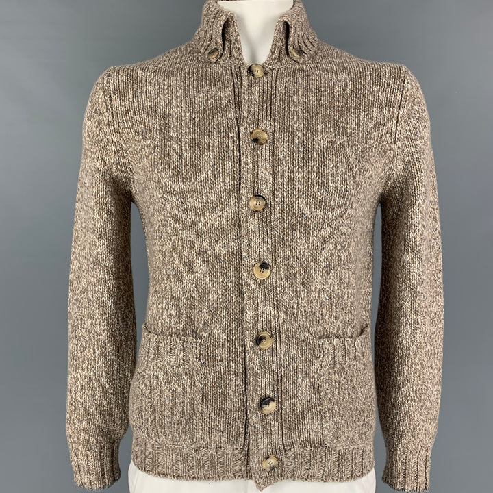 BRUNELLO CUCINELLI Size 42 Taupe Cream Knit Cashmere Cardigan