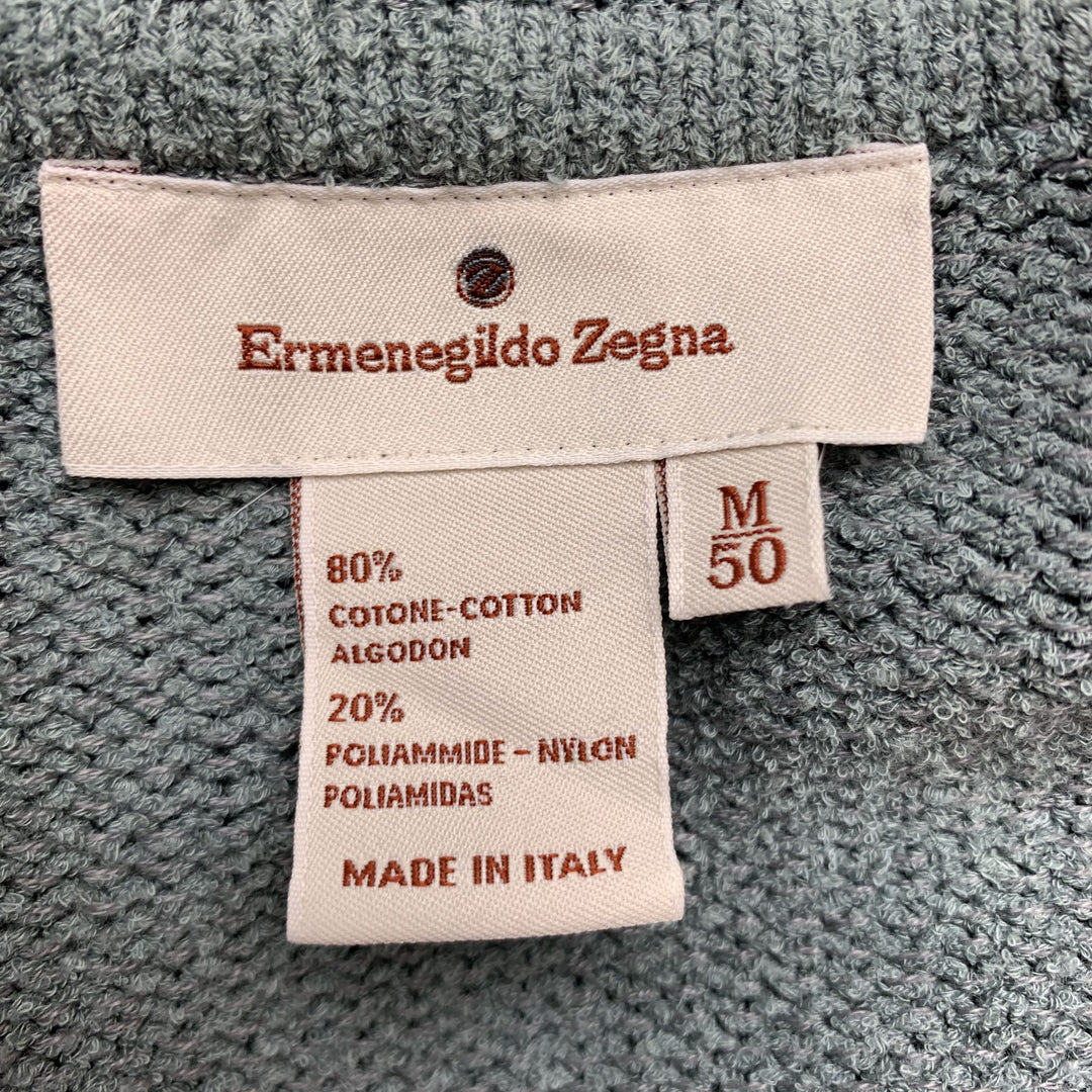 ERMENEGILDO ZEGNA Size M Oversized Sea Foam Knitted Cotton Buttoned Cardigan Jacket