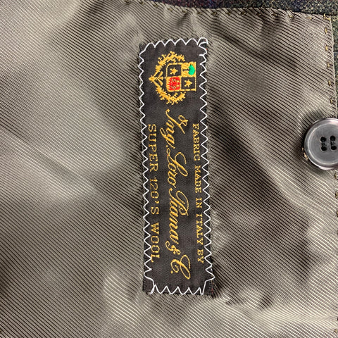 EDIFICE Taille 34 Manteau de sport à simple boutonnage en mélange de laine à carreaux olive et noir