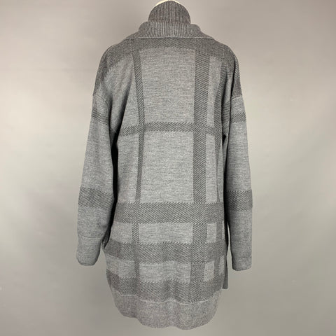 BURBERRY LONDON Olona Size S Grey & Charcoal Merino Wool Cardigan