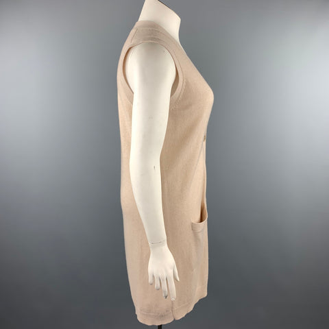 THEORY Cárdigan sin mangas de cachemira de punto beige talla L