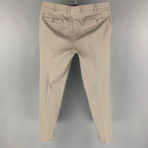 PT01 Size 36 Khaki Cotton Flat Front Casual Pants