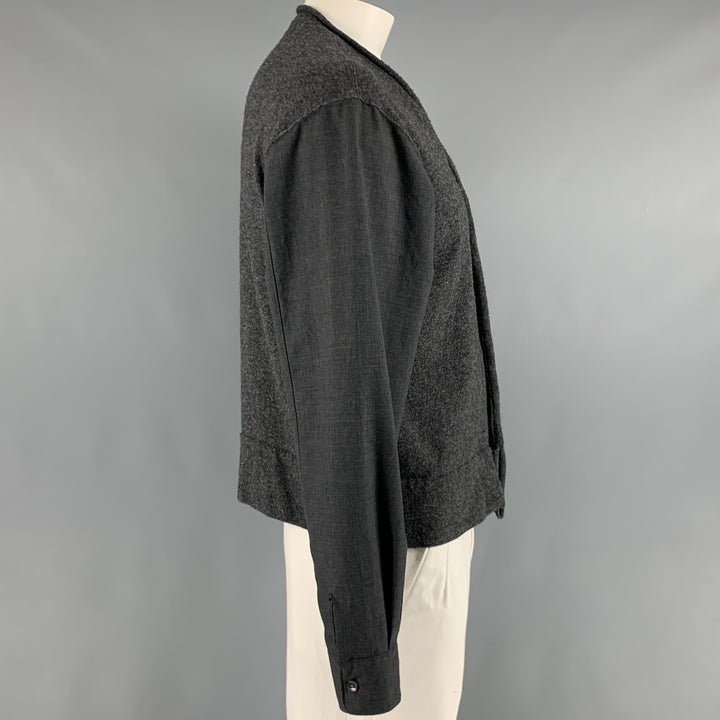 COMME des GARCONS Size L Grey Mixed Fabrics Wool Nylon V-Neck Cardigan