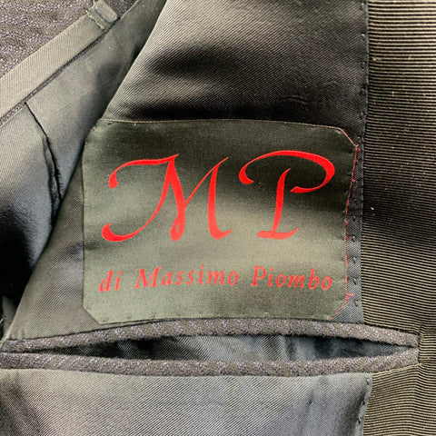MASSIMO PIOMBO Size 34 Black on Black Herringbone Wool Sport Coat