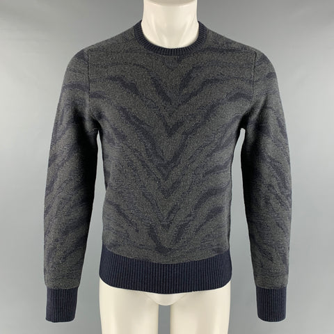 MICHAEL BASTIAN Size S Grey &  Navy Knit Lana Wool Sweater