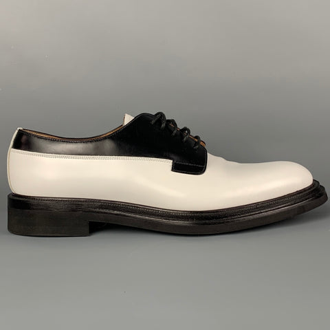 CHURCH'S Size 10 White Black Leather Two Tone Misty Shoes
