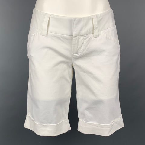 ALICE + OLIVIA Taille 2 Short à revers en coton/lycra blanc