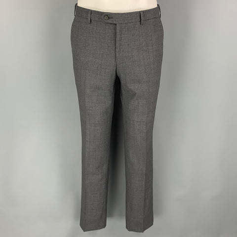 LANVIN Size 38 Grey Grid Wool Notch Lapel Suit