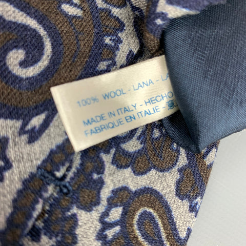 SUITSUPPLY Cravate en laine à motif cachemire gris et taupe