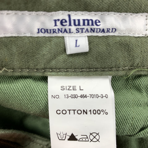 JOURNAL STANDARD Size L Olive Solid Cotton Cargo Casual Pants