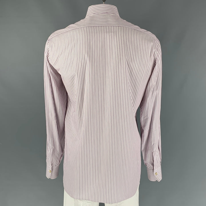 KITON Size XL White,  Red and Blue Stripe Cotton Button Down Long Sleeve Shirt