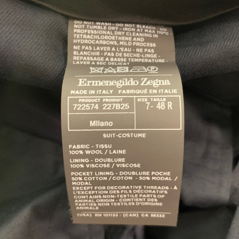 ERMENEGILDO ZEGNA Size 38 Navy Stripe Wool Peak Lapel  Suit