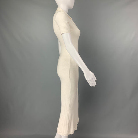 ALIX NYC Size S Oatmeal Viscose Blend Ribbed Short Sleeve Dress