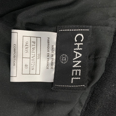 CHANEL Size 8 Black Wool Ribbed Sleeveless Pants Suit