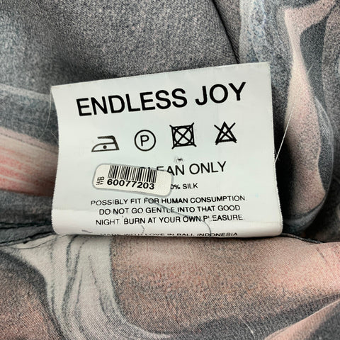 ENDLESS JOY Size XL Multi-Color Print Silk Camp Short Sleeve Shirt