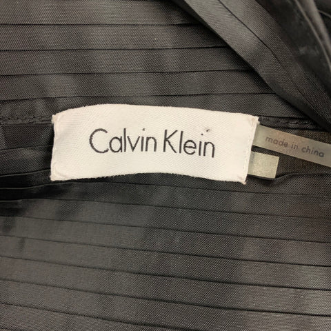 CALVIN KLEIN Taille L Noir Plissé Long Panneau Ouvert Avant Capelet