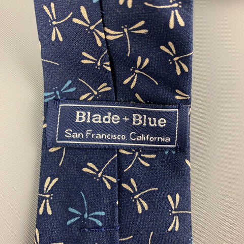 BLADE+BLUE Corbata de algodón con estampado de luciérnagas gris marino