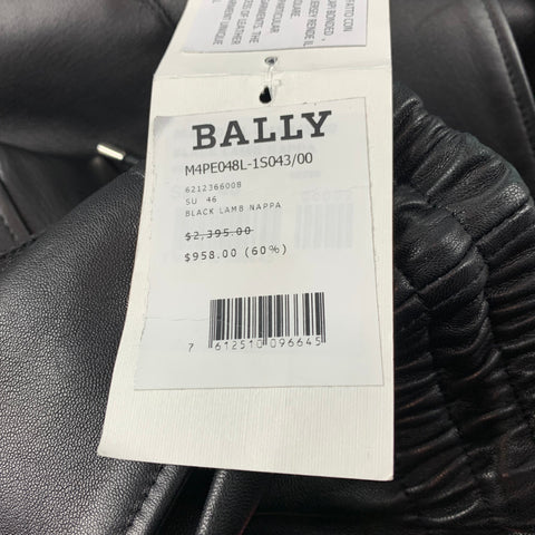 BALLY Size 30 Black Leather Elastic Waistband Casual Pants