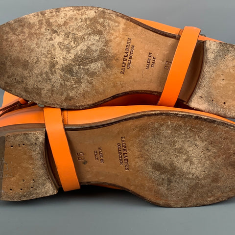 Collection RALPH LAUREN Taille 9 Bottes à enfiler en cuir orange