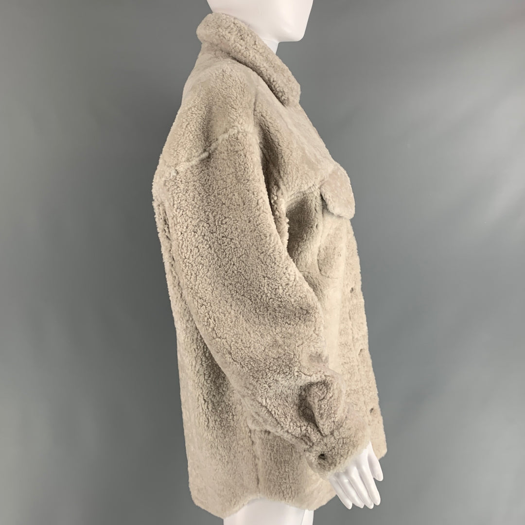 IRO Size L Grey Black Shearling Oversized Jacket