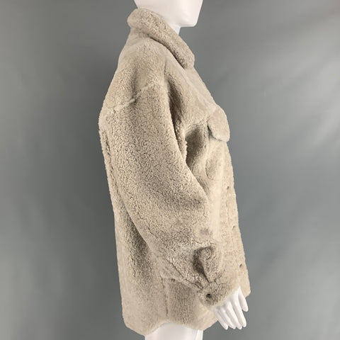 IRO Size L Grey Black Shearling Oversized Jacket