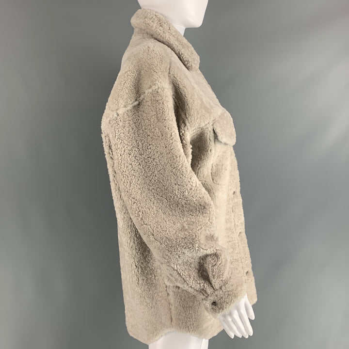 IRO Size L Grey Black Shearling Oversized Jacket
