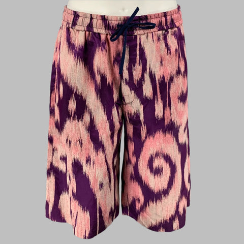 GUCCI Size S Purple Pink Abstract Silk Blend Joggers Shorts