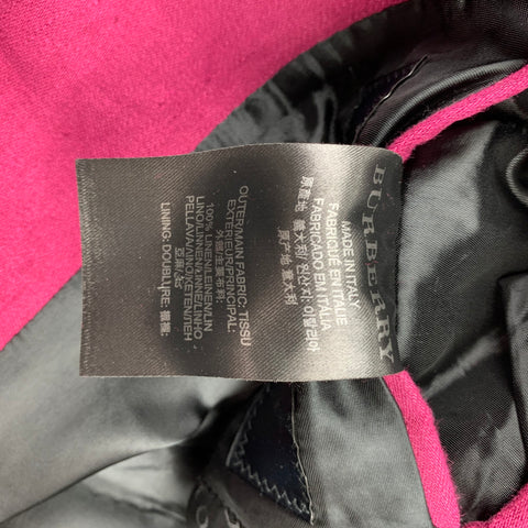 BURBERRY PRORSUM S/S 15 Size 34 Burgundy Linen Notch Lapel Suit