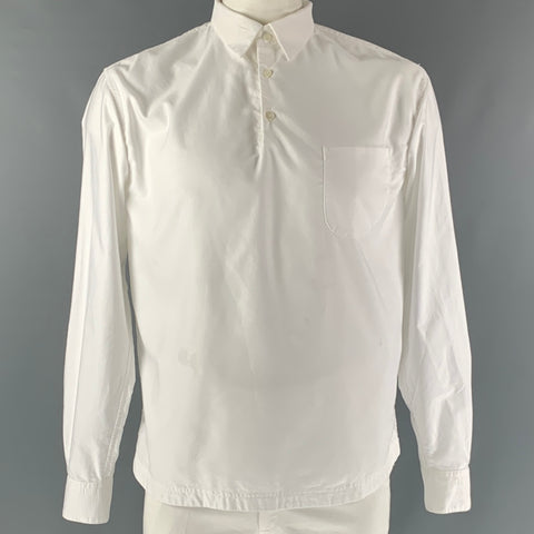 BARENA Taille L Chemise à manches longues en coton uni blanc avec une poche
