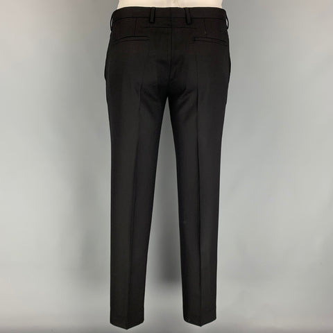 GIVENCHY Size 42 Black Wool  Notch Lapel Suit