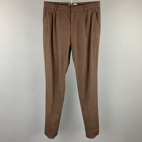 DOLCE & GABBANA Size 30 Brown Stripe Wool Blend Zip Fly Casual Pants