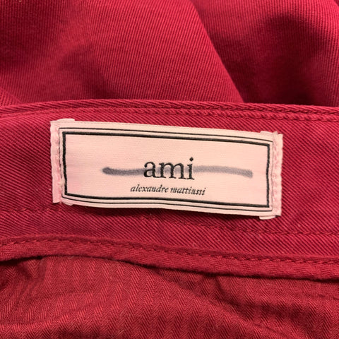 AMI by ALEXANDRE MATTIUSSI Size 34 Burgundy Cotton Button Fly Dress Pants
