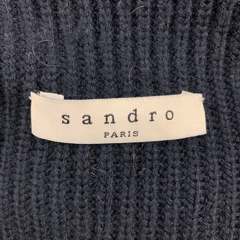 SANDRO Size S Navy Wool / Acrylic Shawl Collar Cardigan
